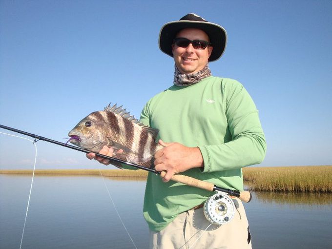 Angler holding a sheepshead